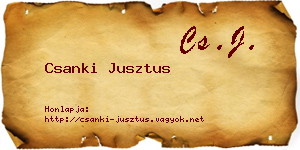 Csanki Jusztus névjegykártya